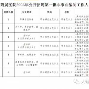 大理大學第一附屬醫(yī)院招聘第一批非事業(yè)編制工作人員公告（17人） ...